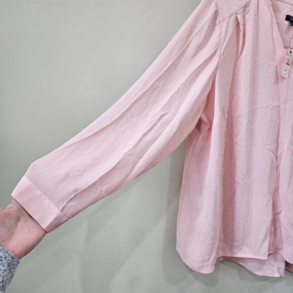 Talbots Women's Chiffon Popover Top Petite 2XP Pink Long Sleeves Neutral Office - Picture 7 of 13